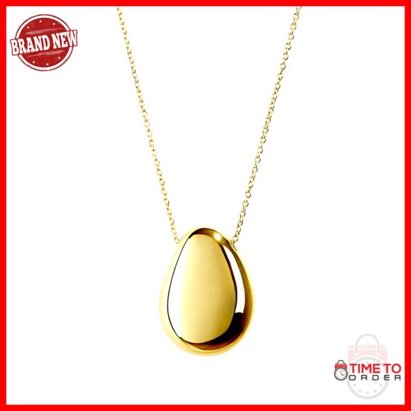 14K Gold Plated Teardrop Pendant Necklace Hypoallergenic Water Resistant